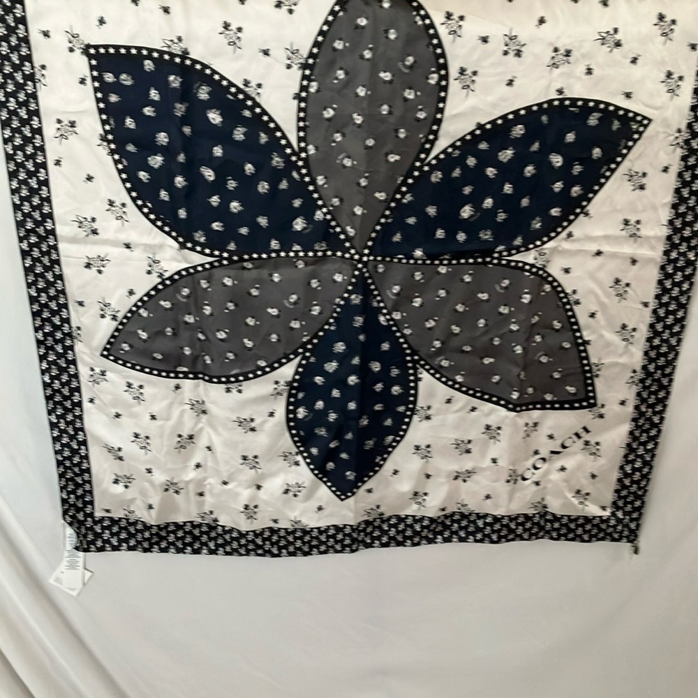 Coach: Floral Patterned Silk Scarf- Charms- 100% Silk IOB